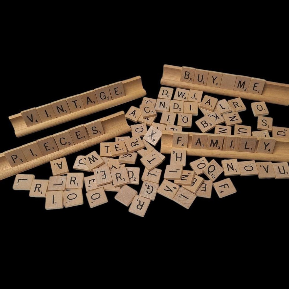Vintage Scrabble Tiles Pieces with Racks Replacement Parts Craft Supplies